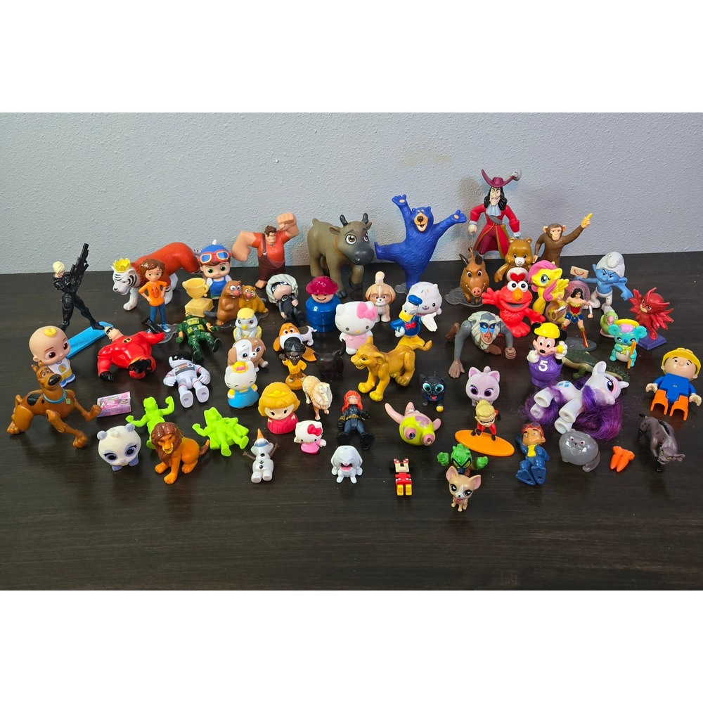 Mixed Toy Figure Lot Disney Hello Kitty Elmo Marvel Wreck-It Ralph 50+ Pc Assort